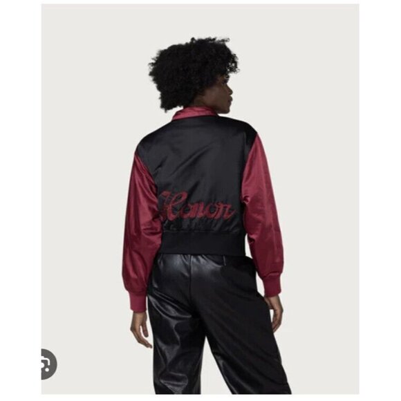Honor The Gift Stadium Jacket Women’s NEW XS Varsity Nwts Black Maroon 1B - Picture 3 of 15